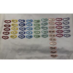 50 multicolor metal snap hair clips 1.25" Heart